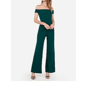 Express Off The Shoulder Wide Leg Jumpsuit - Medium - Green